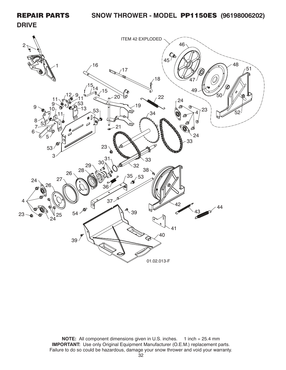 Poulan Pro PP1150ES SNOW THROWER User Manual | Page 32 / 40