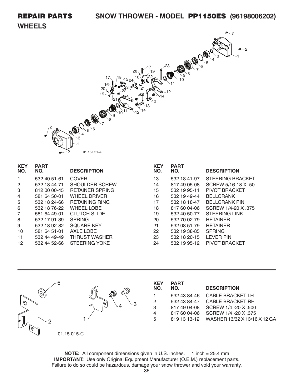 Poulan Pro PP1150ES SNOW THROWER User Manual | Page 36 / 40