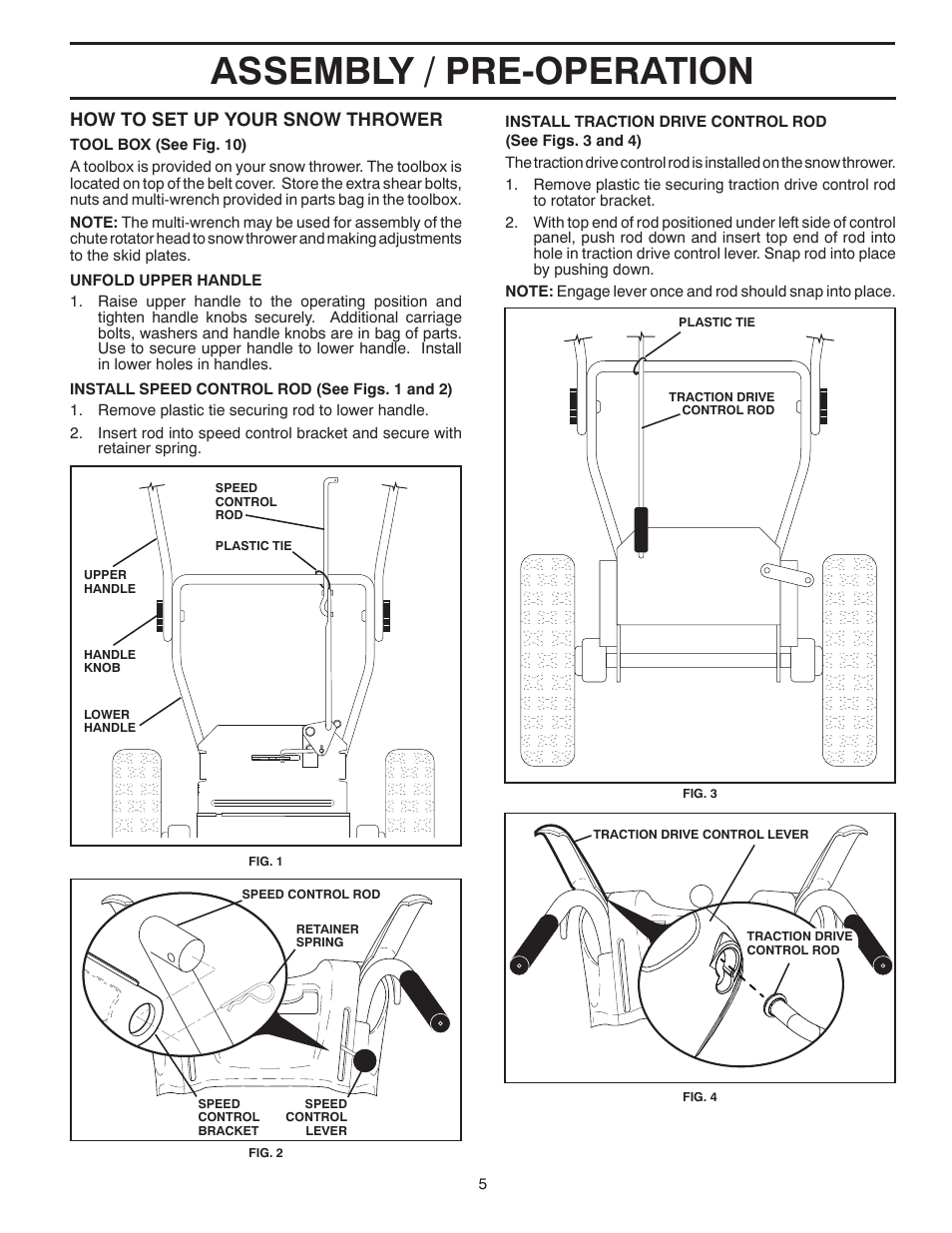 Assembly / pre-operation, How to set up your snow thrower | Poulan Pro PP1150ES SNOW THROWER User Manual | Page 5 / 40