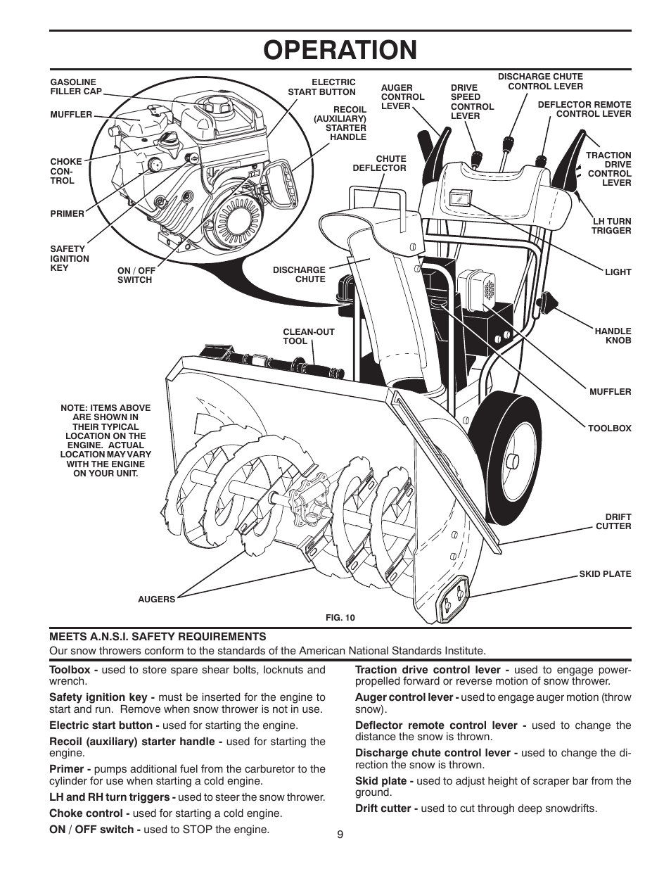 Operation | Poulan Pro PP1150ES SNOW THROWER User Manual | Page 9 / 40