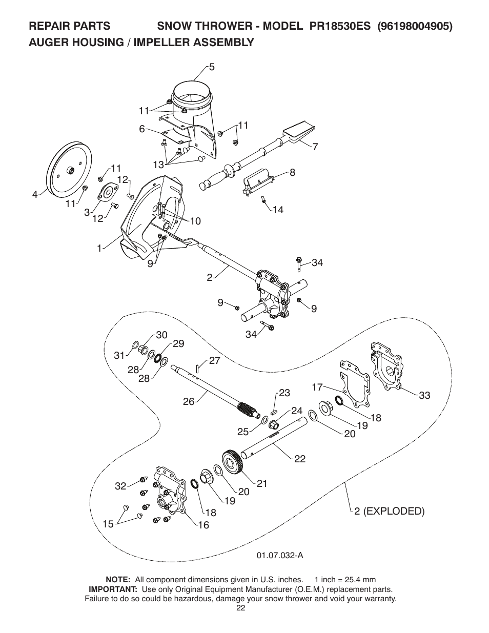 Poulan Pro PR18530ES SNOW THROWER User Manual | Page 22 / 44