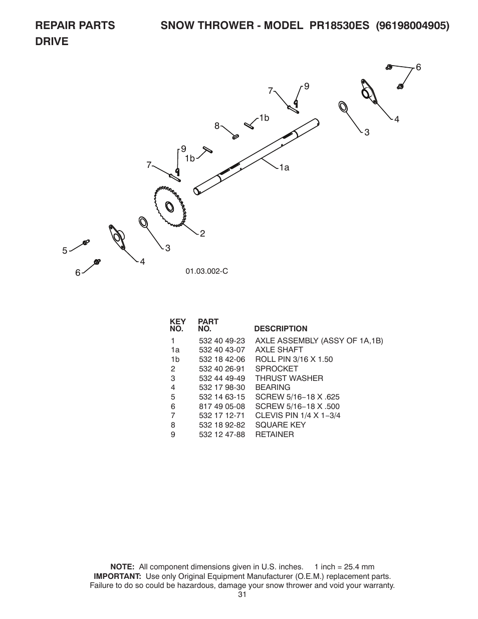 Poulan Pro PR18530ES SNOW THROWER User Manual | Page 31 / 44
