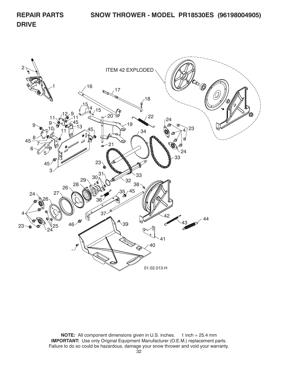 Poulan Pro PR18530ES SNOW THROWER User Manual | Page 32 / 44