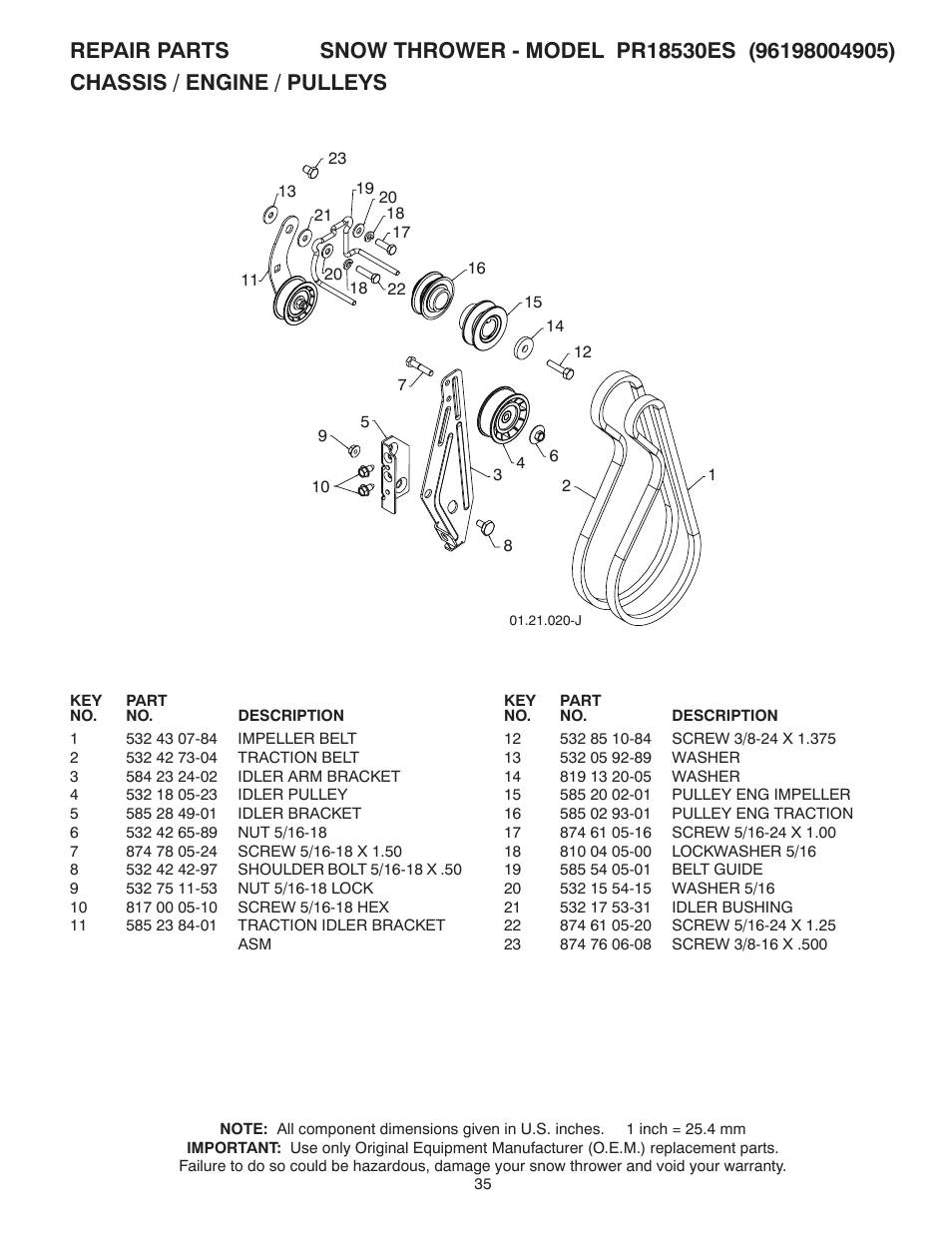 Poulan Pro PR18530ES SNOW THROWER User Manual | Page 35 / 44