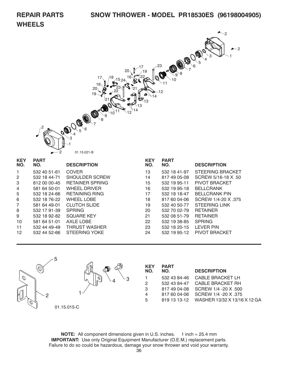 Poulan Pro PR18530ES SNOW THROWER User Manual | Page 36 / 44