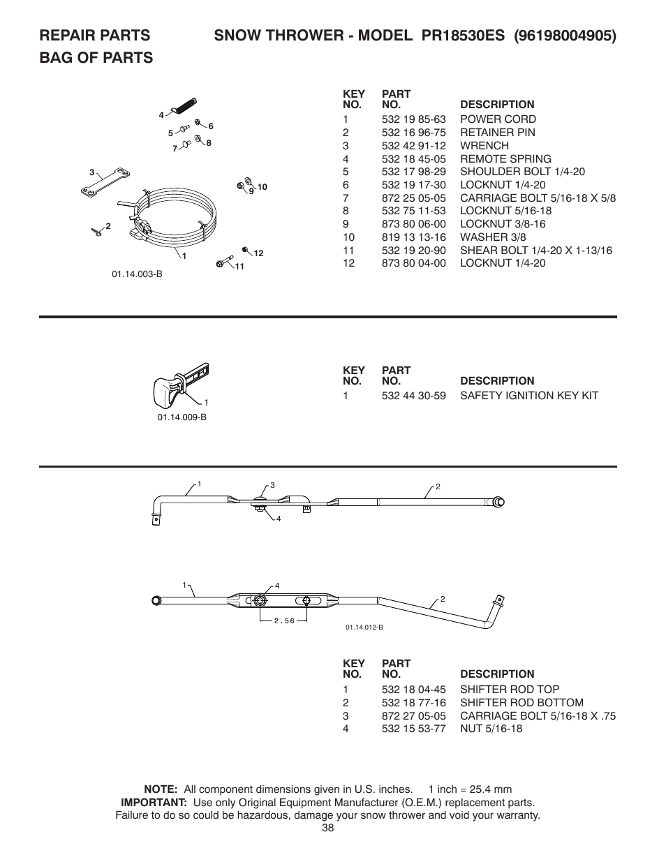 Poulan Pro PR18530ES SNOW THROWER User Manual | Page 38 / 44