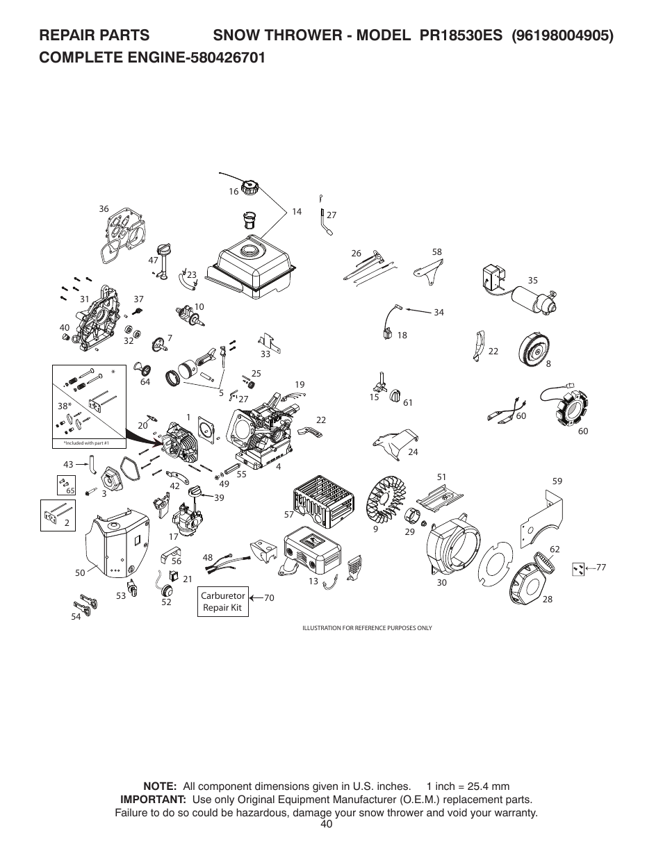 Poulan Pro PR18530ES SNOW THROWER User Manual | Page 40 / 44