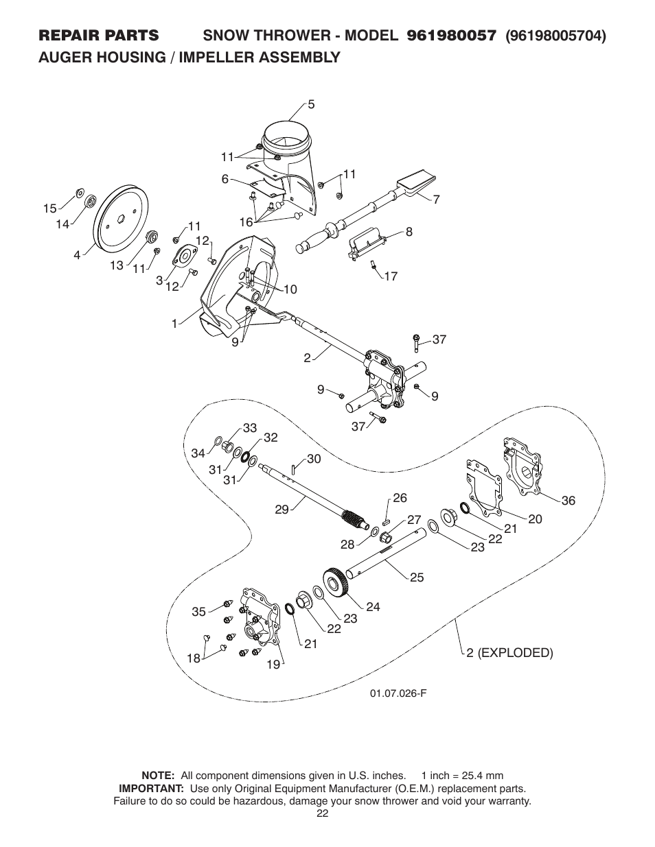 Poulan Pro 961980057 SNOW THROWER User Manual | Page 22 / 40