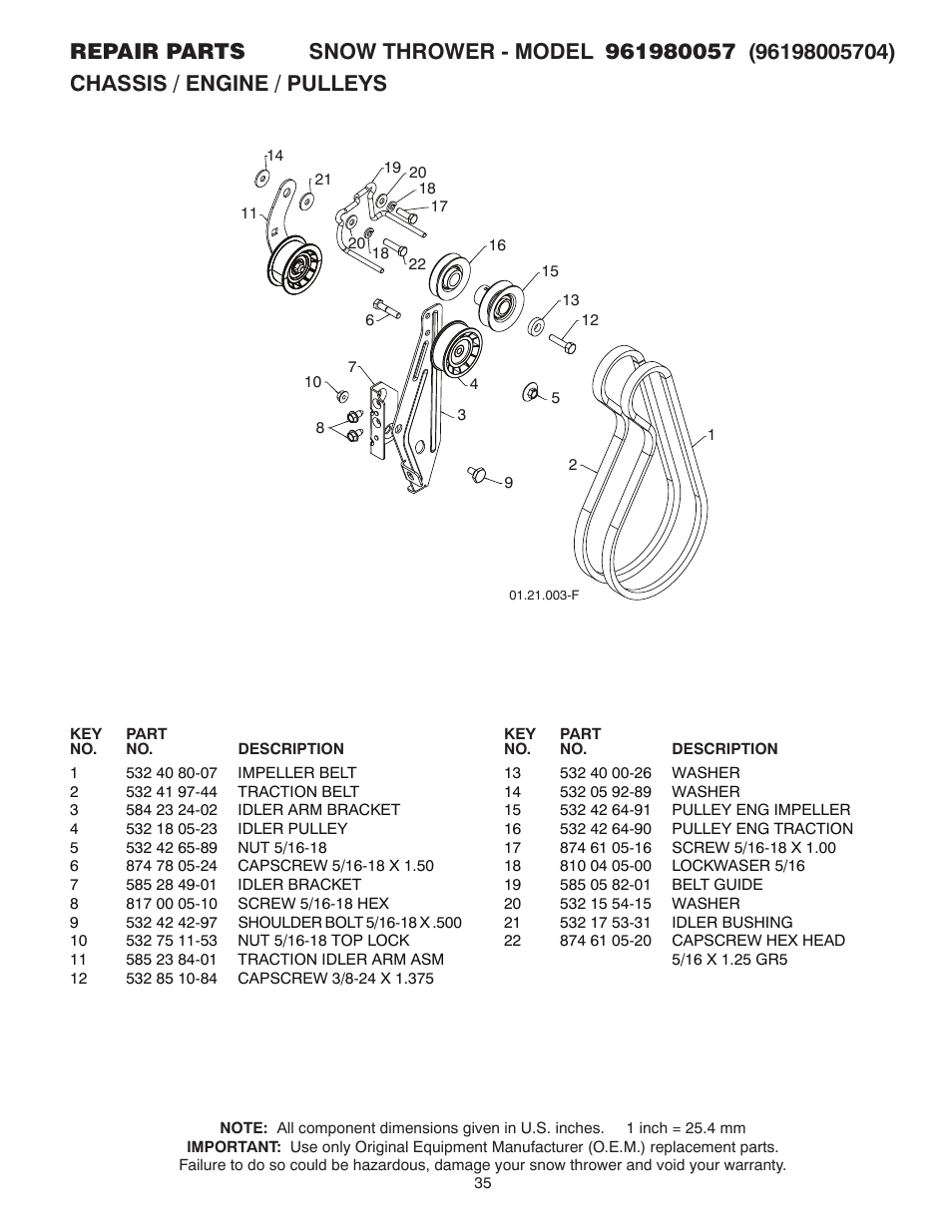 Poulan Pro 961980057 SNOW THROWER User Manual | Page 35 / 40