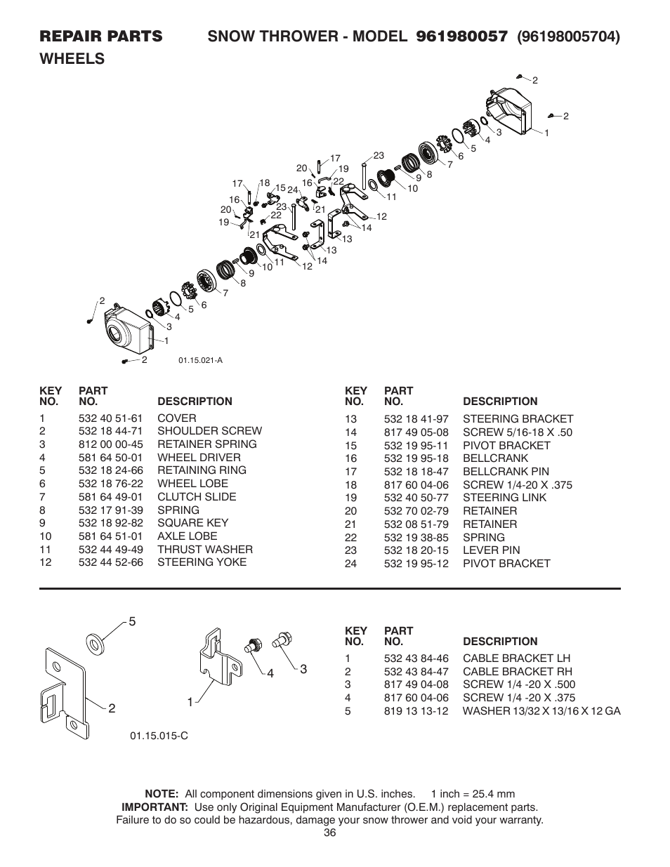 Poulan Pro 961980057 SNOW THROWER User Manual | Page 36 / 40