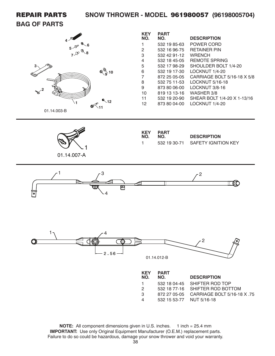 Poulan Pro 961980057 SNOW THROWER User Manual | Page 38 / 40