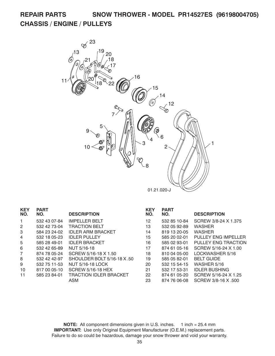 Poulan Pro PR14527ES SNOW THROWER User Manual | Page 35 / 44