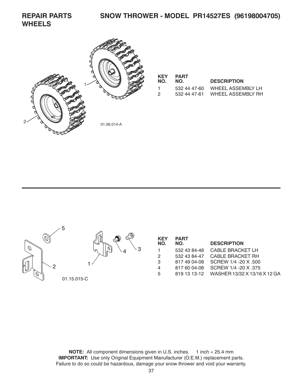 Poulan Pro PR14527ES SNOW THROWER User Manual | Page 37 / 44