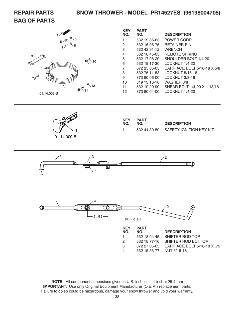 Poulan Pro PR14527ES SNOW THROWER User Manual | Page 38 / 44