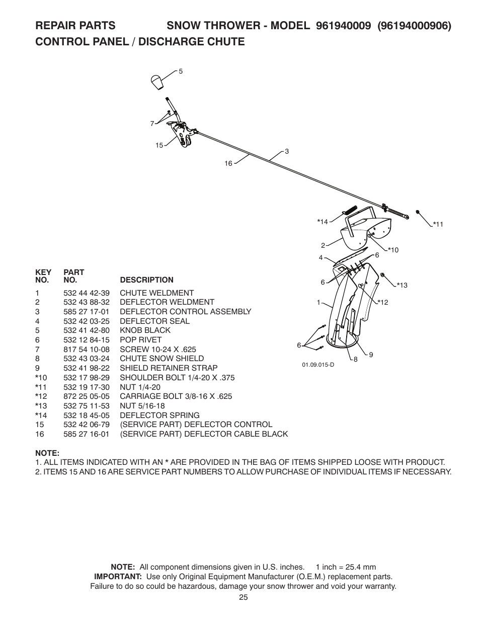 Poulan Pro 961940009 SNOW THROWER User Manual | Page 25 / 44