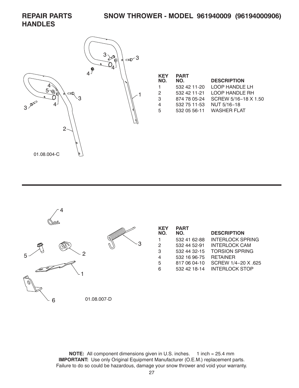 Poulan Pro 961940009 SNOW THROWER User Manual | Page 27 / 44