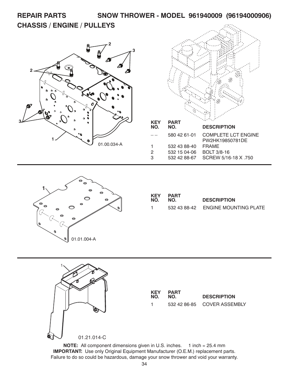Poulan Pro 961940009 SNOW THROWER User Manual | Page 34 / 44