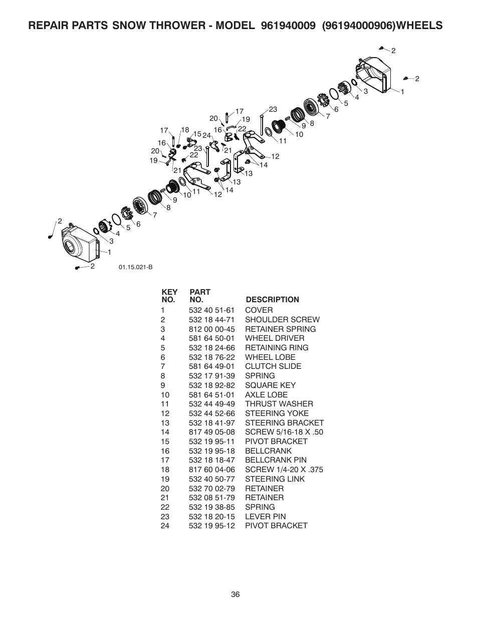 Poulan Pro 961940009 SNOW THROWER User Manual | Page 36 / 44