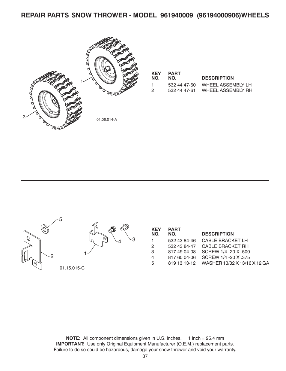 Poulan Pro 961940009 SNOW THROWER User Manual | Page 37 / 44