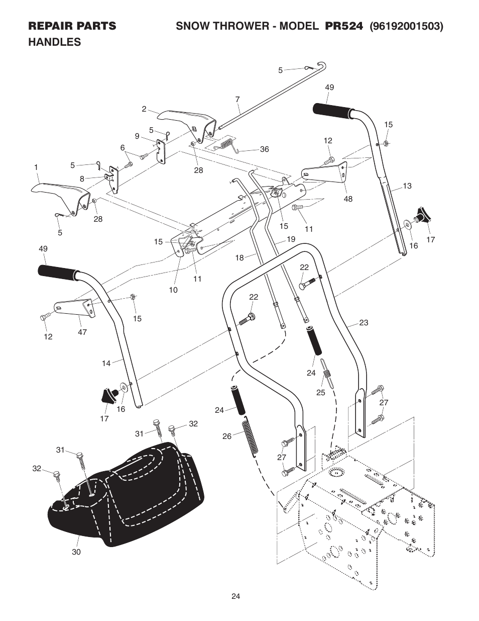 Poulan Pro PR524 SNOW THROWER User Manual | Page 24 / 32