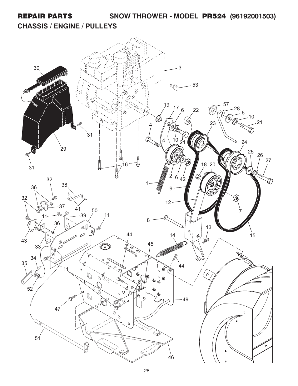 Poulan Pro PR524 SNOW THROWER User Manual | Page 28 / 32