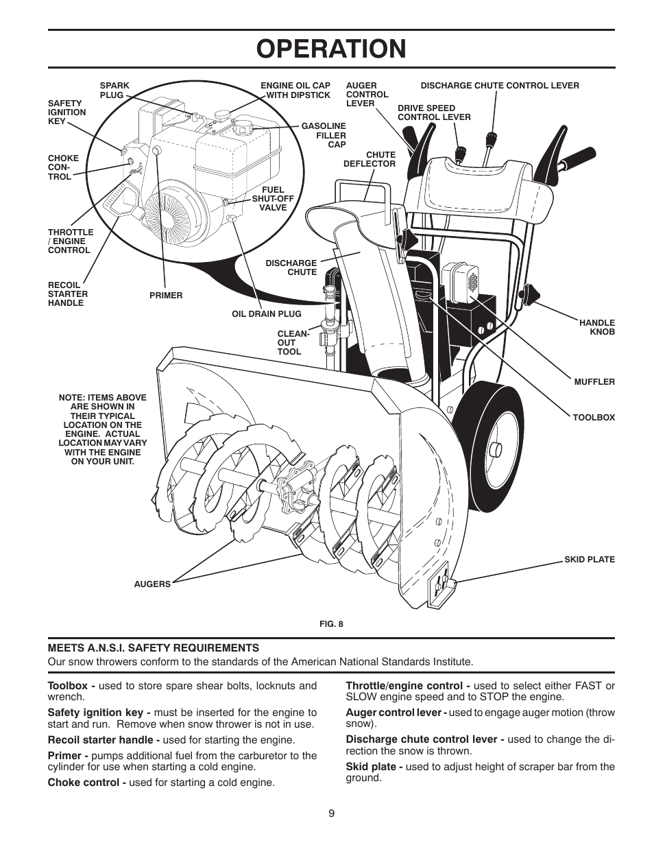 Operation | Poulan Pro PR524 SNOW THROWER User Manual | Page 9 / 32