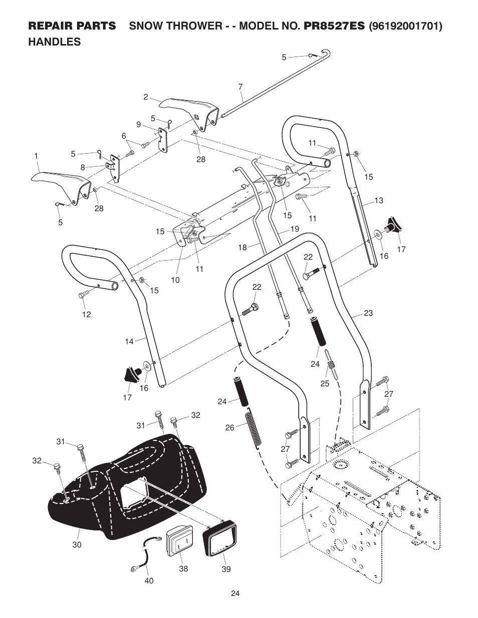 Poulan Pro PR8527ES SNOW THROWER User Manual | Page 24 / 32