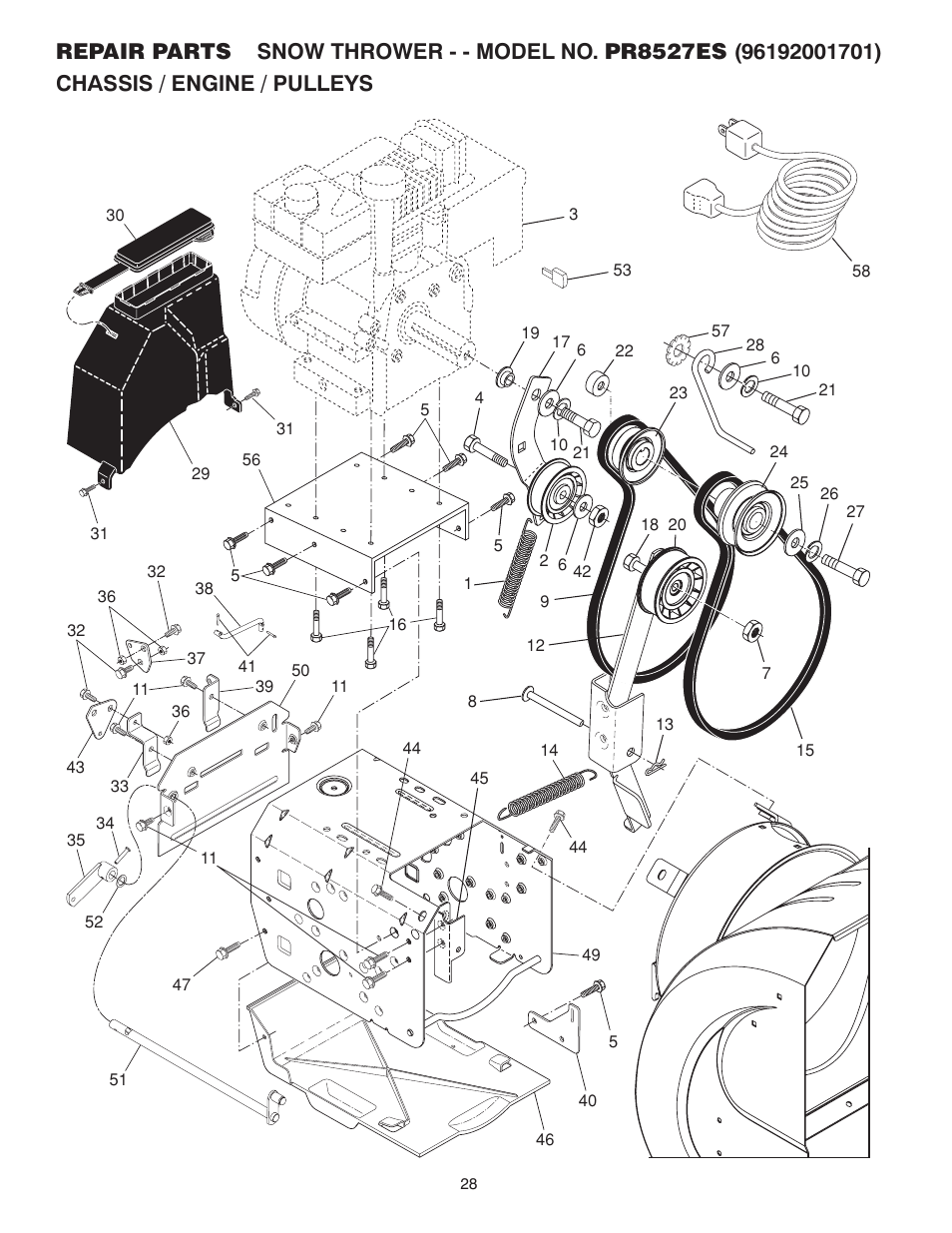 Poulan Pro PR8527ES SNOW THROWER User Manual | Page 28 / 32