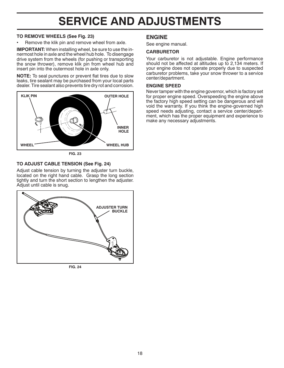 Service and adjustments | Poulan Pro PP291E30 SNOW THROWER User Manual | Page 18 / 40