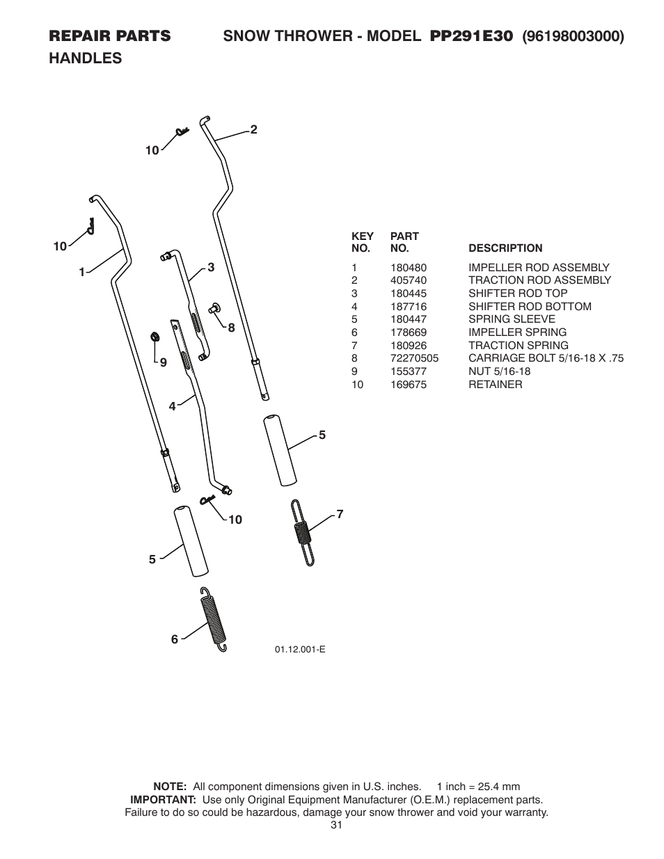 Poulan Pro PP291E30 SNOW THROWER User Manual | Page 31 / 40
