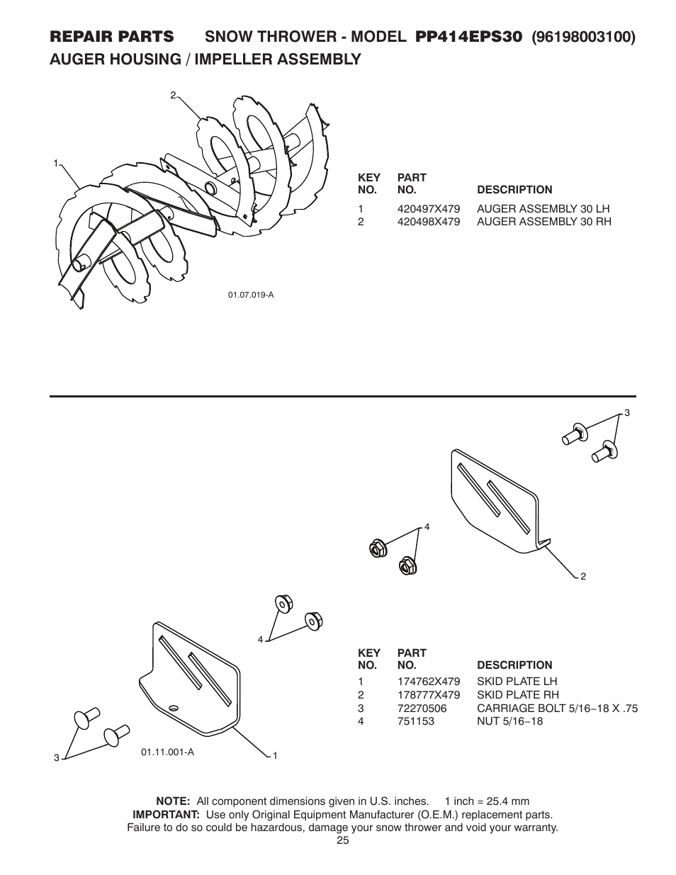 Poulan Pro PP414EPS30 SNOW THROWER User Manual | Page 25 / 44