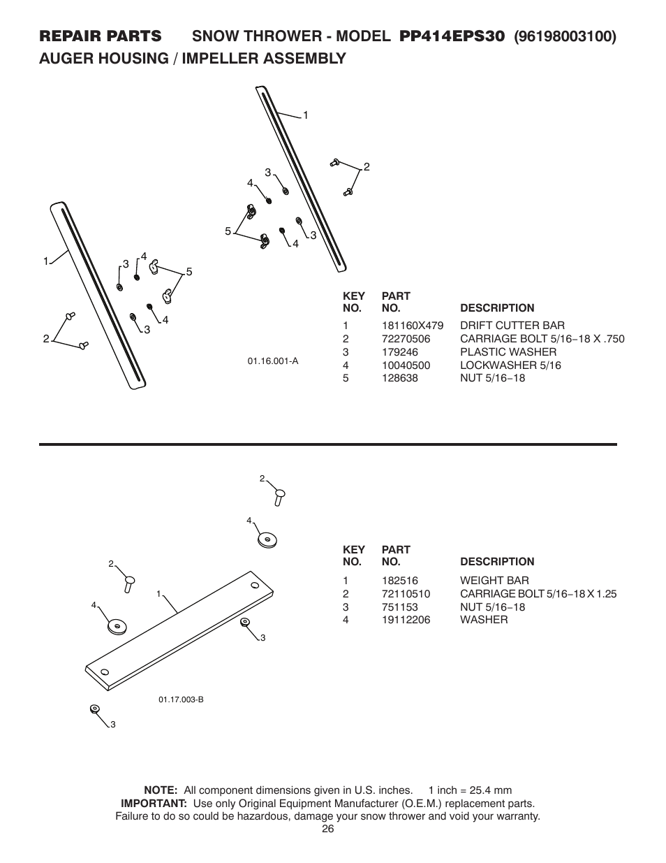 Poulan Pro PP414EPS30 SNOW THROWER User Manual | Page 26 / 44