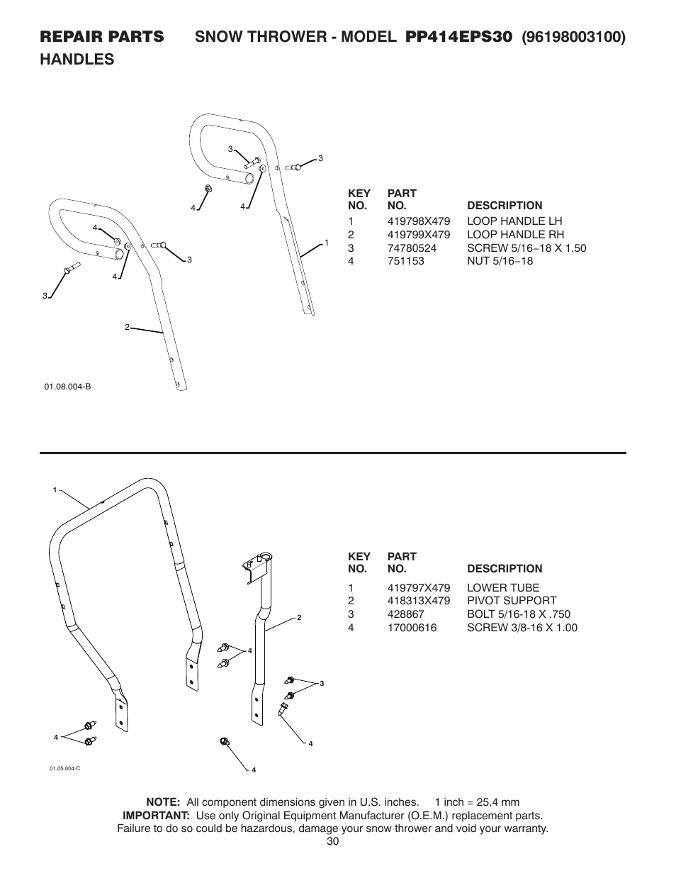 Poulan Pro PP414EPS30 SNOW THROWER User Manual | Page 30 / 44