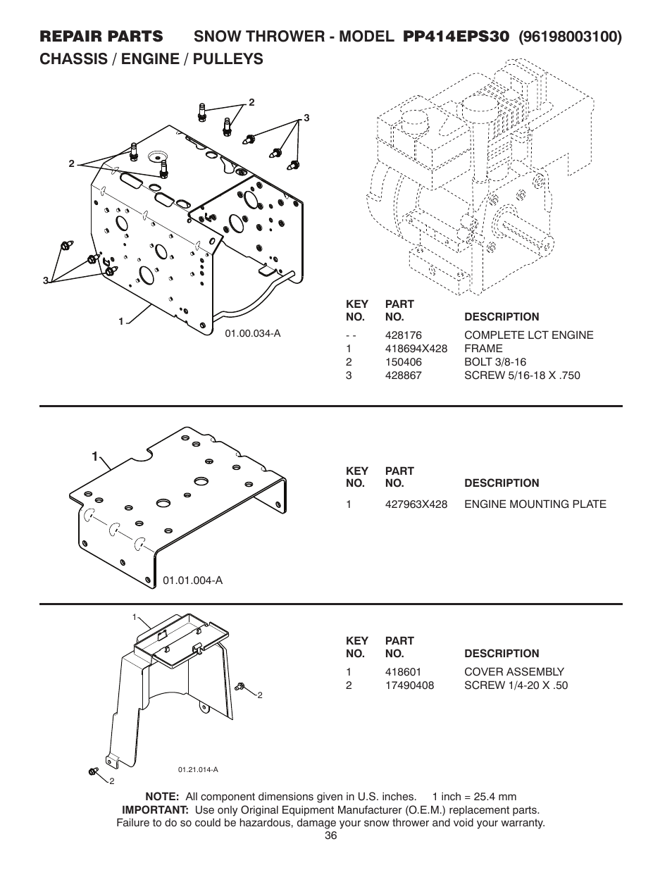 Poulan Pro PP414EPS30 SNOW THROWER User Manual | Page 36 / 44