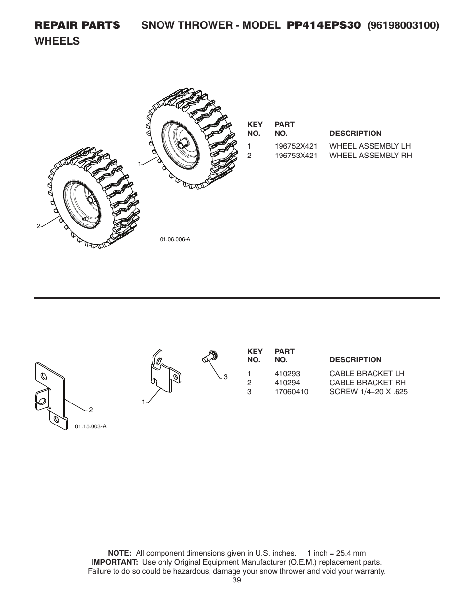 Poulan Pro PP414EPS30 SNOW THROWER User Manual | Page 39 / 44