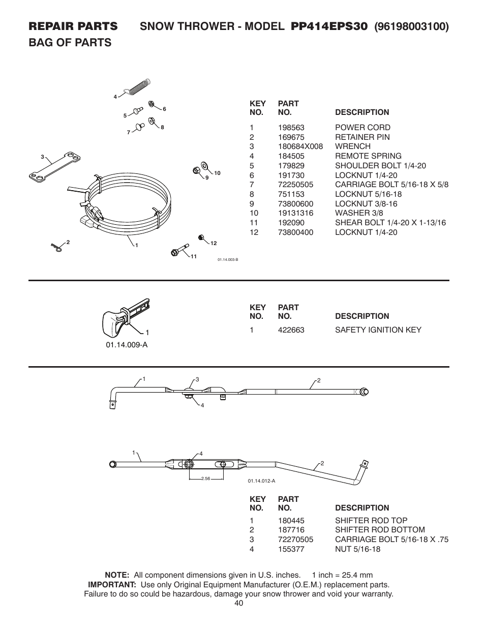 Poulan Pro PP414EPS30 SNOW THROWER User Manual | Page 40 / 44