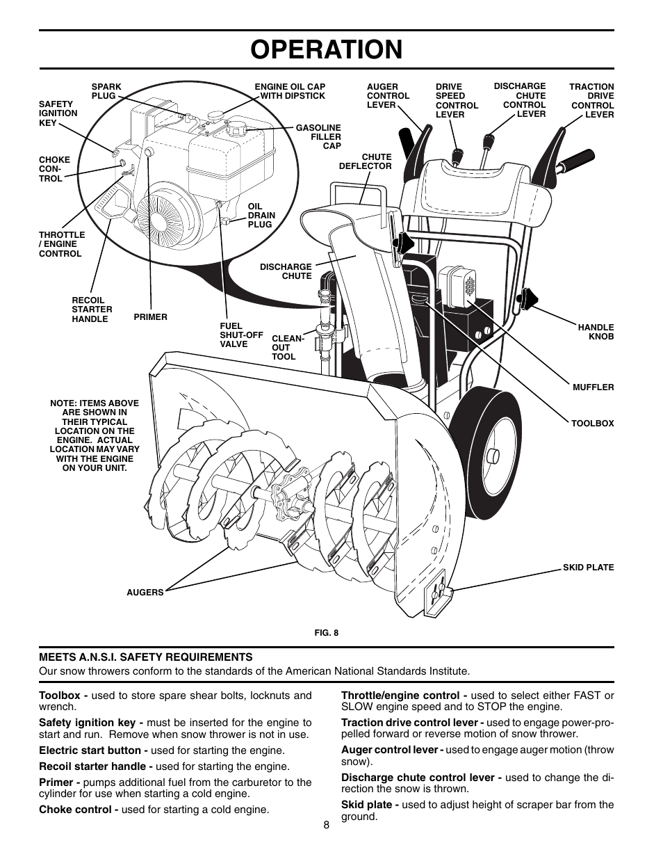 Operation | Poulan Pro PR524 SNOW THROWER User Manual | Page 8 / 20