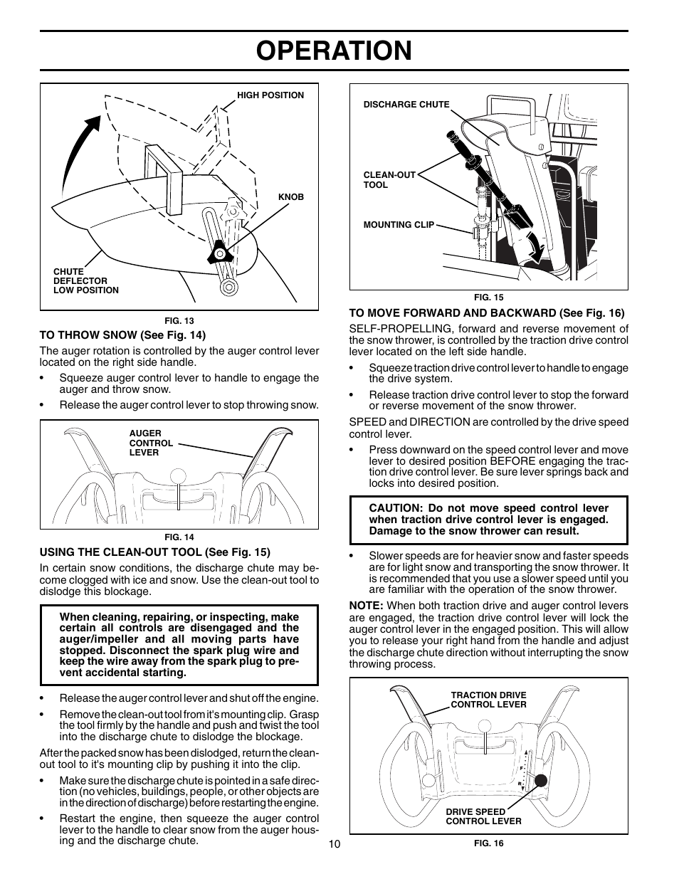 Operation | Poulan Pro PR8527ES SNOW THROWER User Manual | Page 10 / 20