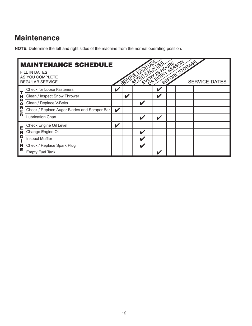 Maintenance | Poulan Pro PP521ES SNOW THROWER User Manual | Page 12 / 32