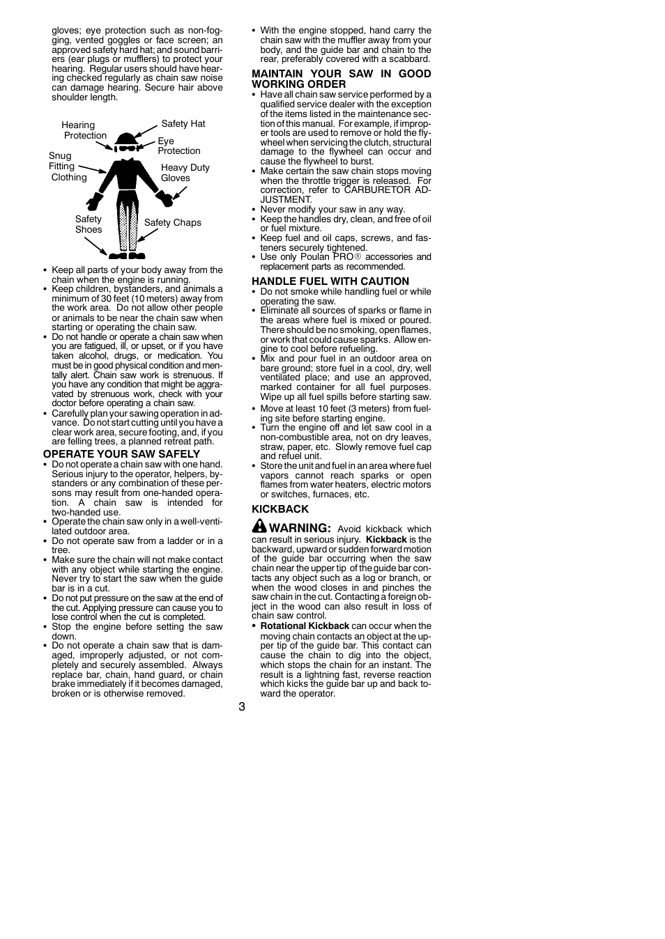 Warning | Poulan Pro PP4218 User Manual | Page 3 / 19