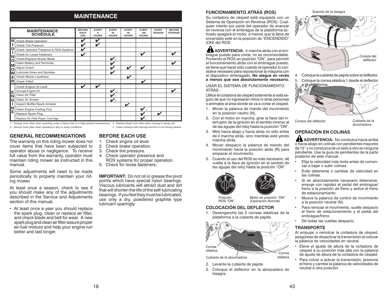 Maintenance, General recommendations, Before each use | Poulan Pro PB30 User Manual | Page 18 / 30