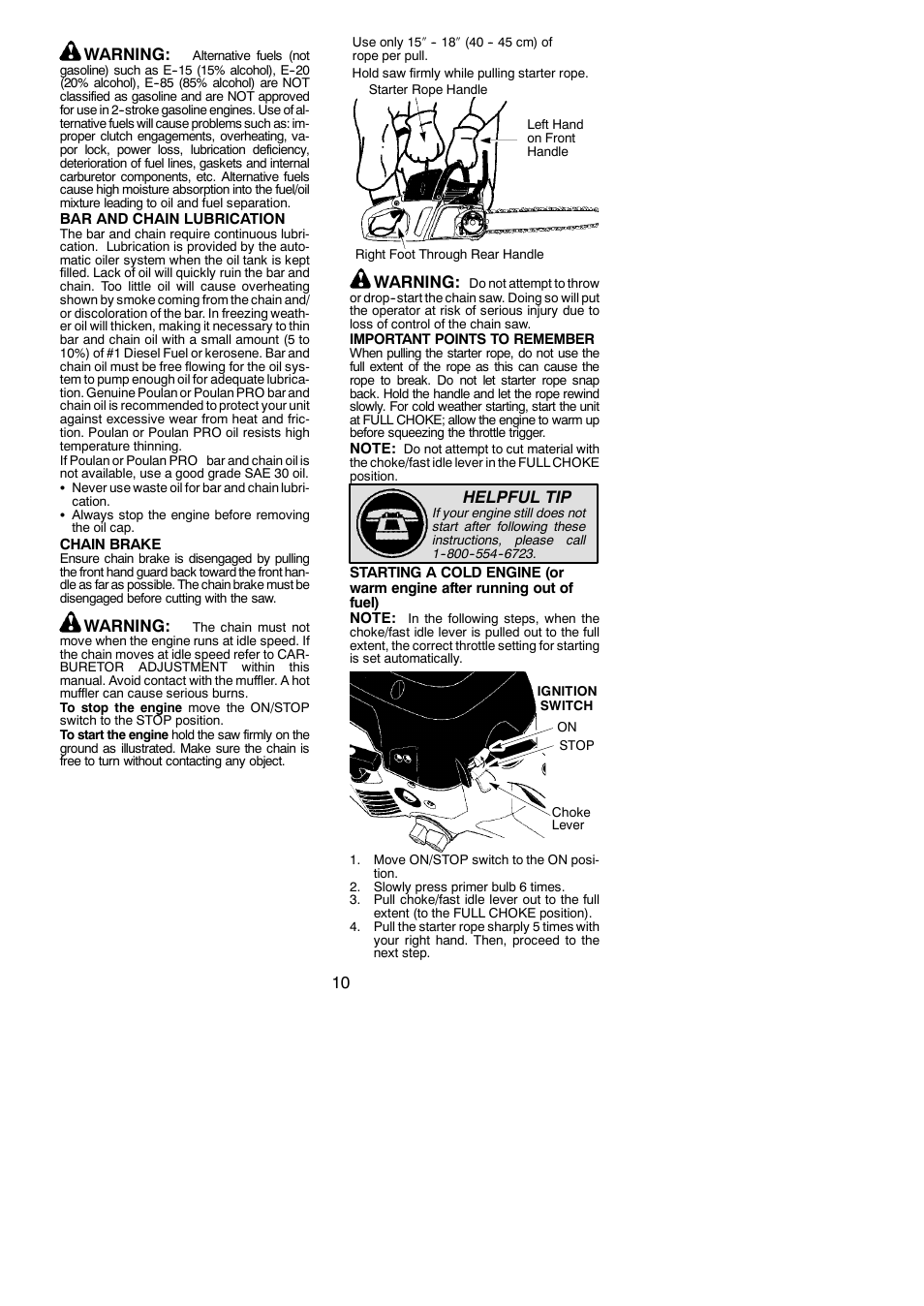 10 warning, Warning, Helpful tip | Poulan Pro PP4218AVX User Manual | Page 10 / 21