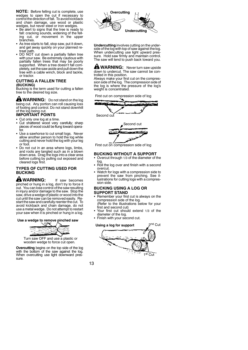 Warning | Poulan Pro PP4218AVX User Manual | Page 13 / 21