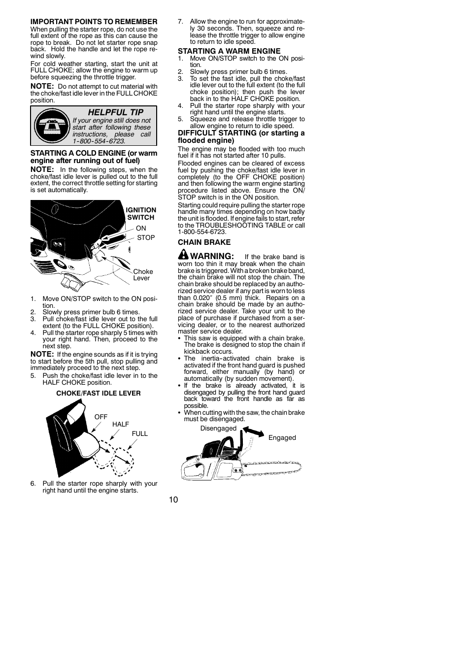 Helpful tip, Warning | Poulan Pro PP4218AV User Manual | Page 10 / 20