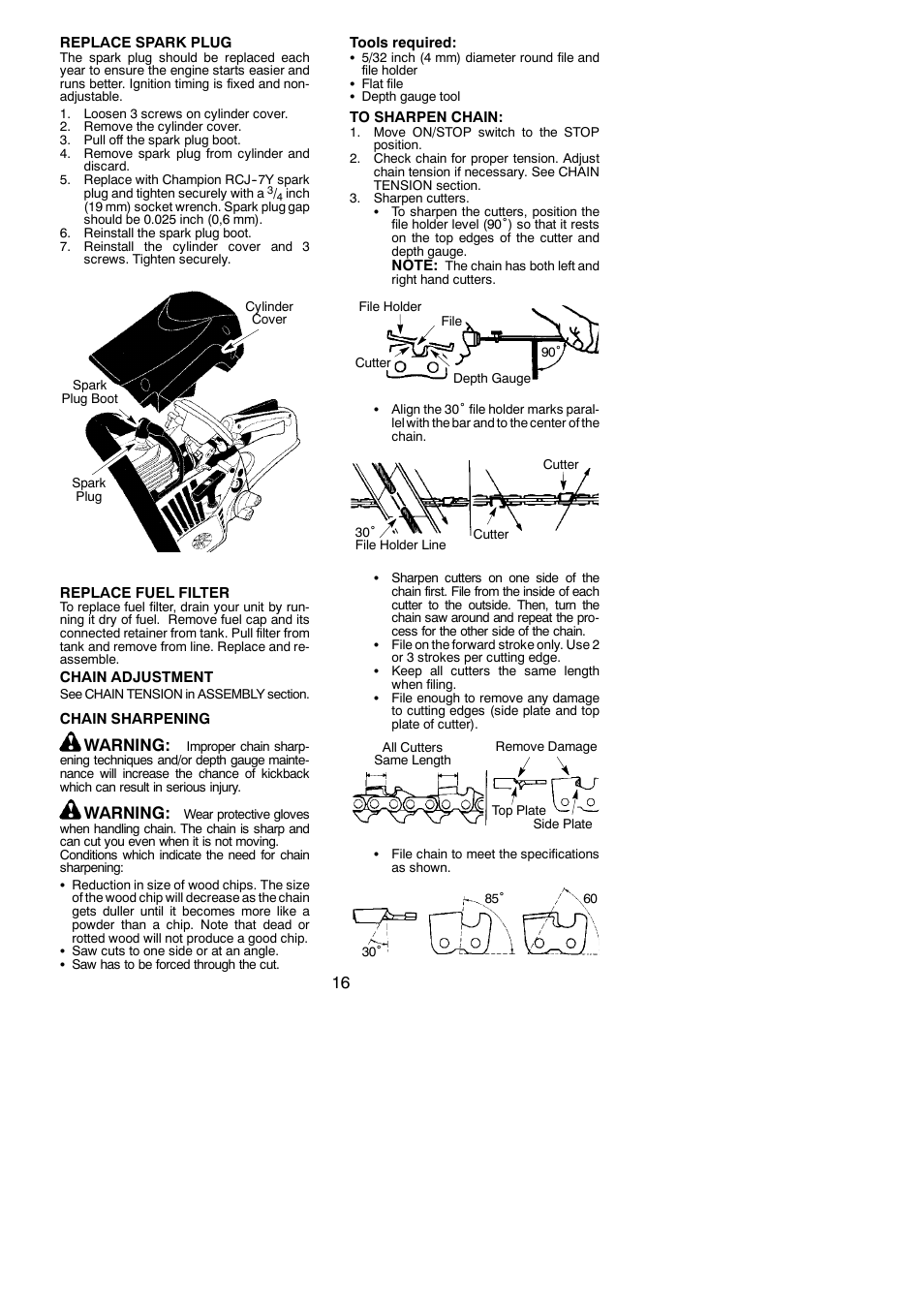Warning | Poulan Pro PP4218AV User Manual | Page 16 / 20