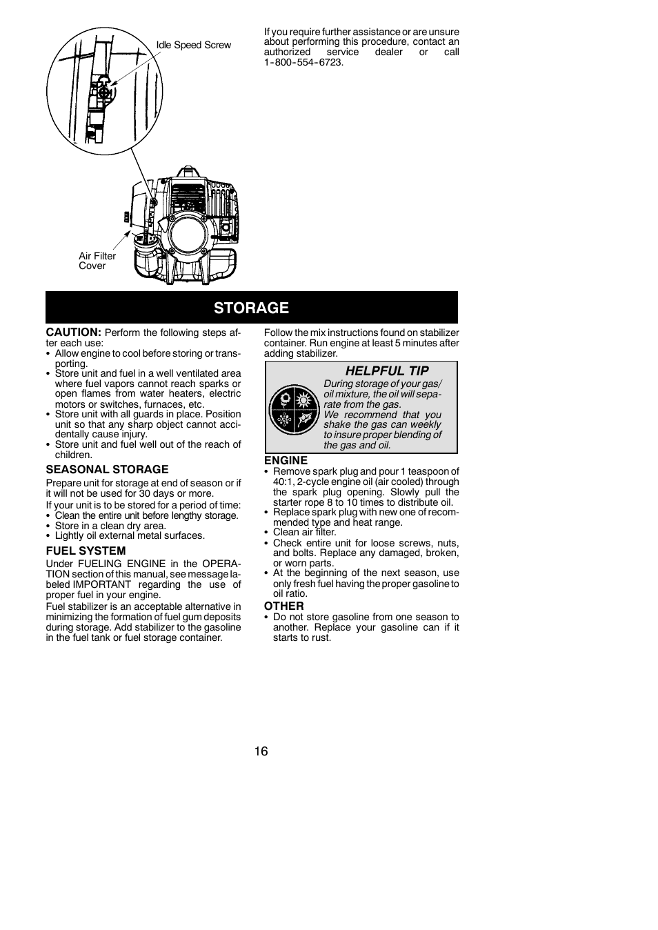 Storage | Poulan Pro PP130 User Manual | Page 16 / 60