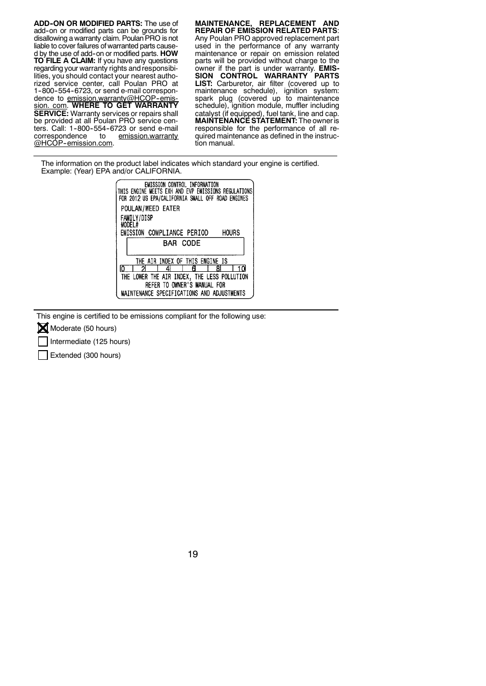 Poulan Pro PP130 User Manual | Page 19 / 60