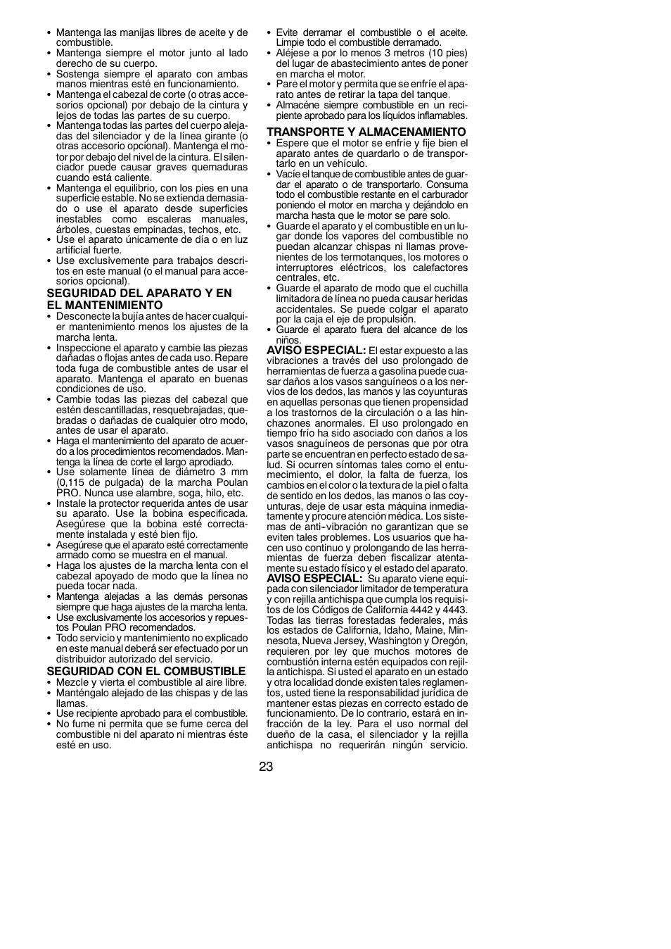 Poulan Pro PP130 User Manual | Page 23 / 60