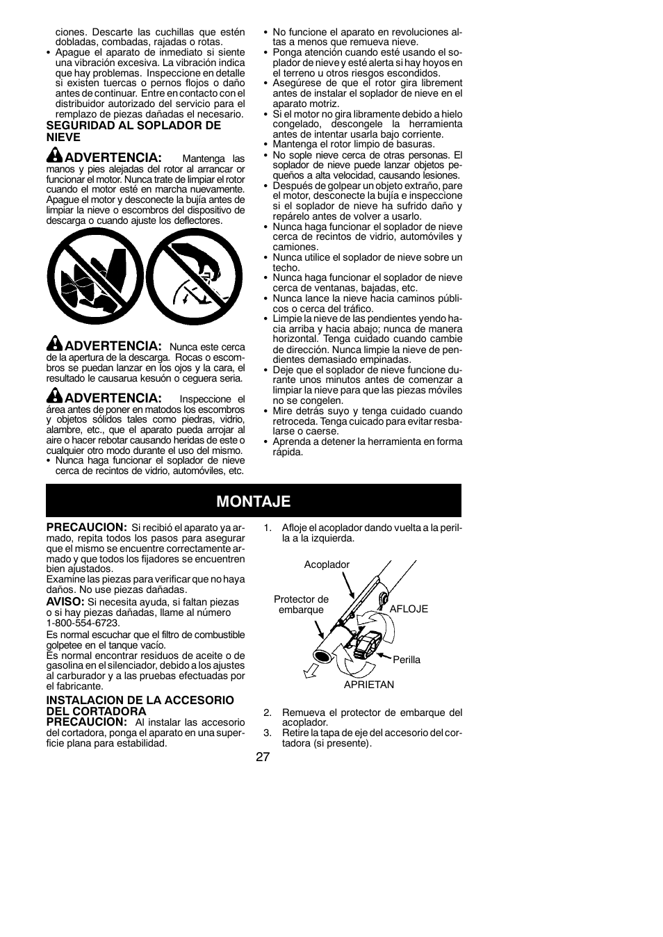 Montaje | Poulan Pro PP130 User Manual | Page 27 / 60