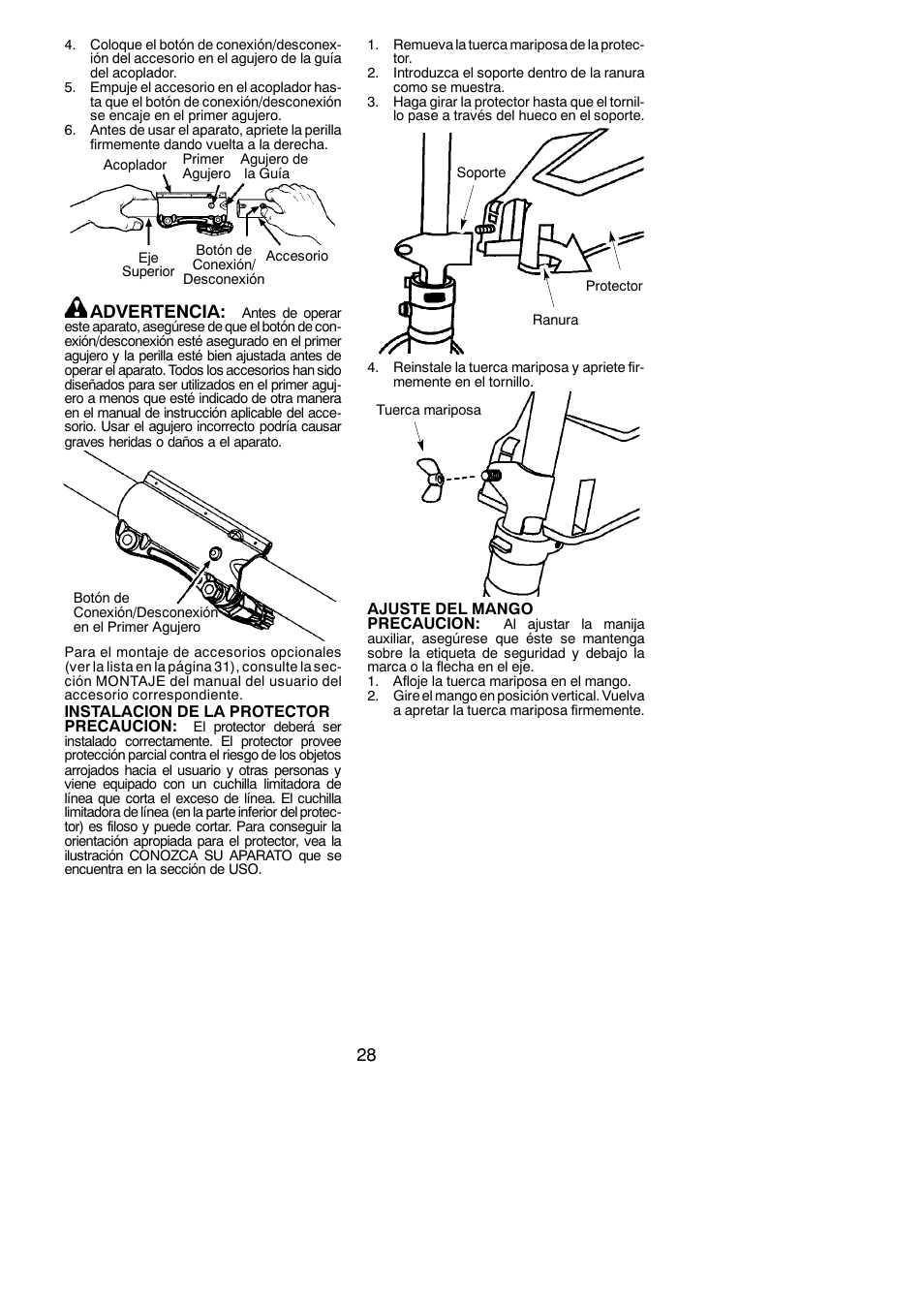 Advertencia | Poulan Pro PP130 User Manual | Page 28 / 60